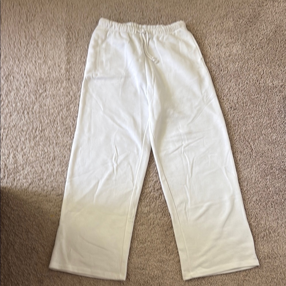 H&M White Wide Leg Sweatpants